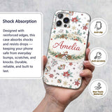 Christmas Icons Pattern Snowflakes Gifts Baubles Custom Name Protective Phone Case Mobile Cover Durable Everyday Smartphone Shock Resistant