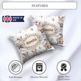 Custom Name Cute Alpaca Llama Pattern with Floral Sprigs on Grey Square Filled Cushion Throw Pillow Sofa Bed Home Decor Zip Washable UK Made