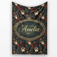 Art Nouveau Style Mask Pattern with Flowing Hair and Decorative  Personalised Custom Name Super Soft Fleece Blanket Bed Sofa Throw