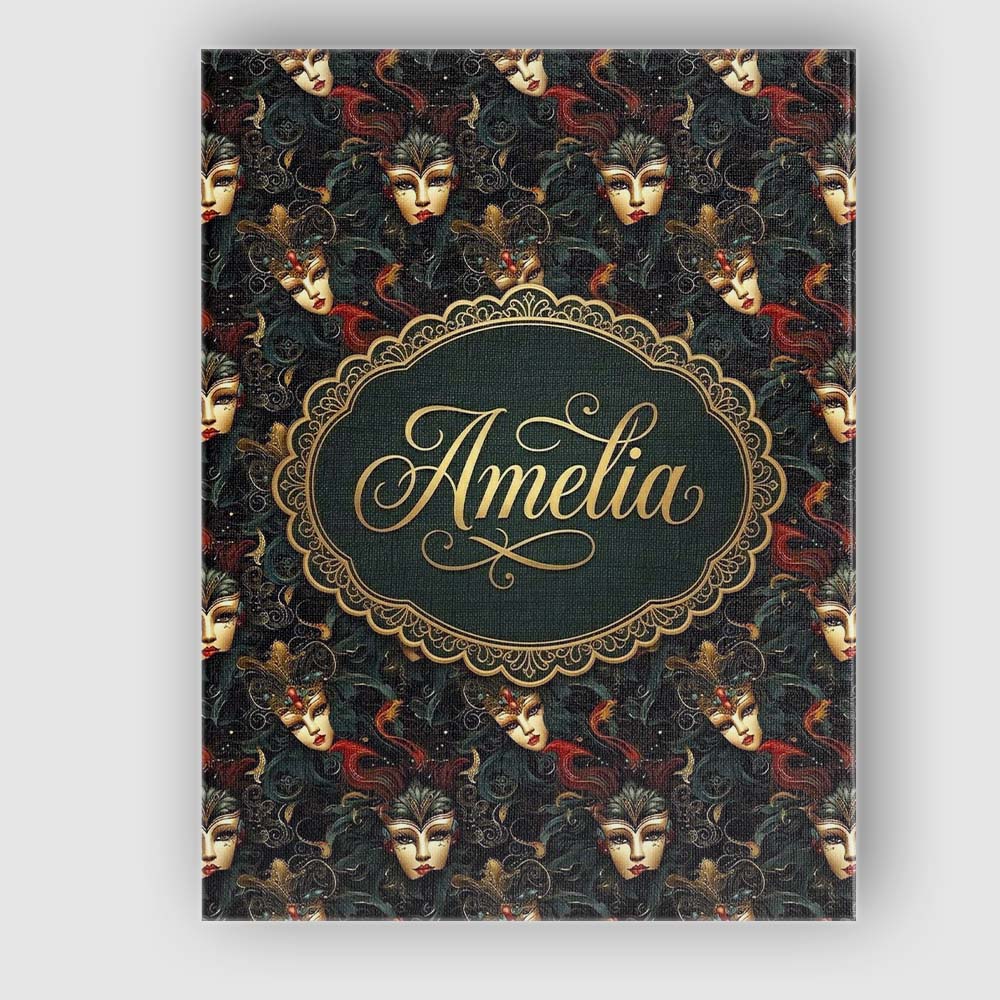 Personalised Name Nouveau Style Mask Custom  Contemporary Display Elegant Feature Canvas Wall Art Print Decor Picture Ready to Hang