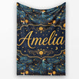 Celestial Goddess in Flowing Blue Dress with Stars and Golden Lovely  Personalised Custom Name Super Soft Fleece Blanket Bed Sofa Throw