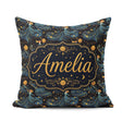 Custom Name Goddess in Flowing Blue Dress with Stars and Golden Square Filled Cushion Throw Pillow Sofa Bed Home Decor Zip Washable UK Made