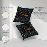 Custom Name Goddess in Flowing Blue Dress with Stars and Golden Square Filled Cushion Throw Pillow Sofa Bed Home Decor Zip Washable UK Made