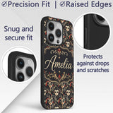 Luxurious Black Gold and Red Venetian Masks with Custom Name Protective Phone Case Mobile Cover Durable Everyday Smartphone Shock Resistant