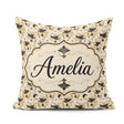 Custom Name Classic Black and Gold Floral Mask Pattern on Cream Square Filled Cushion Throw Pillow Sofa Bed Home Decor Zip Washable UK Made