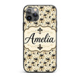 Classic Black and Gold Floral Masquerade Mask Custom Name Protective Phone Case Mobile Cover Durable Everyday Smartphone Shock Resistant