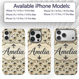 Classic Black and Gold Floral Masquerade Mask Custom Name Protective Phone Case Mobile Cover Durable Everyday Smartphone Shock Resistant