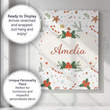 Personalised Name Minimal Christmas Candy Cane Star Pattern Cute Custom  Interior Canvas Wall Art Print Decor Picture Ready to Hang