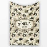 Vintage Sepia Toned Venetian Masks with Artistic Texture Seamless  Personalised Custom Name Super Soft Fleece Blanket Bed Sofa Throw