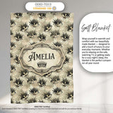 Vintage Sepia Toned Venetian Masks with Artistic Texture Seamless  Personalised Custom Name Super Soft Fleece Blanket Bed Sofa Throw