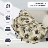 Vintage Sepia Toned Venetian Masks with Artistic Texture Seamless  Personalised Custom Name Super Soft Fleece Blanket Bed Sofa Throw