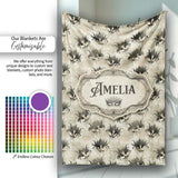Vintage Sepia Toned Venetian Masks with Artistic Texture Seamless  Personalised Custom Name Super Soft Fleece Blanket Bed Sofa Throw