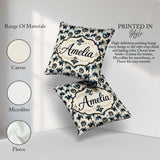 Custom Name Blue/Black Venetian Masks with Feathers Background Square Filled Cushion Throw Pillow Sofa Bed Home Decor Zip Washable UK Made