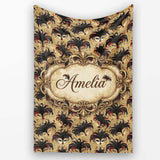 Vintage Red and Black Feathered Masks on Antique Background Seamless  Personalised Custom Name Super Soft Fleece Blanket Bed Sofa Throw