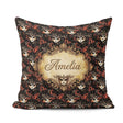 Custom Name Dark Elegant Masquerade Masks with Feathers on Black Square Filled Cushion Throw Pillow Sofa Bed Home Decor Zip Washable UK Made