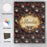 Personalised Name Dark Elegant Masquerade Custom  Bespoke Decorative Contemporary Canvas Wall Art Print Decor Picture Ready to Hang