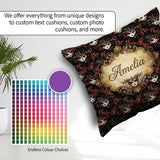 Custom Name Dark Elegant Masquerade Masks with Feathers on Black Square Filled Cushion Throw Pillow Sofa Bed Home Decor Zip Washable UK Made