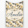 Soft Blue and Gold Floral Mask Design with Elegant Details Seamless  Personalised Custom Name Super Soft Fleece Blanket Bed Sofa Throw