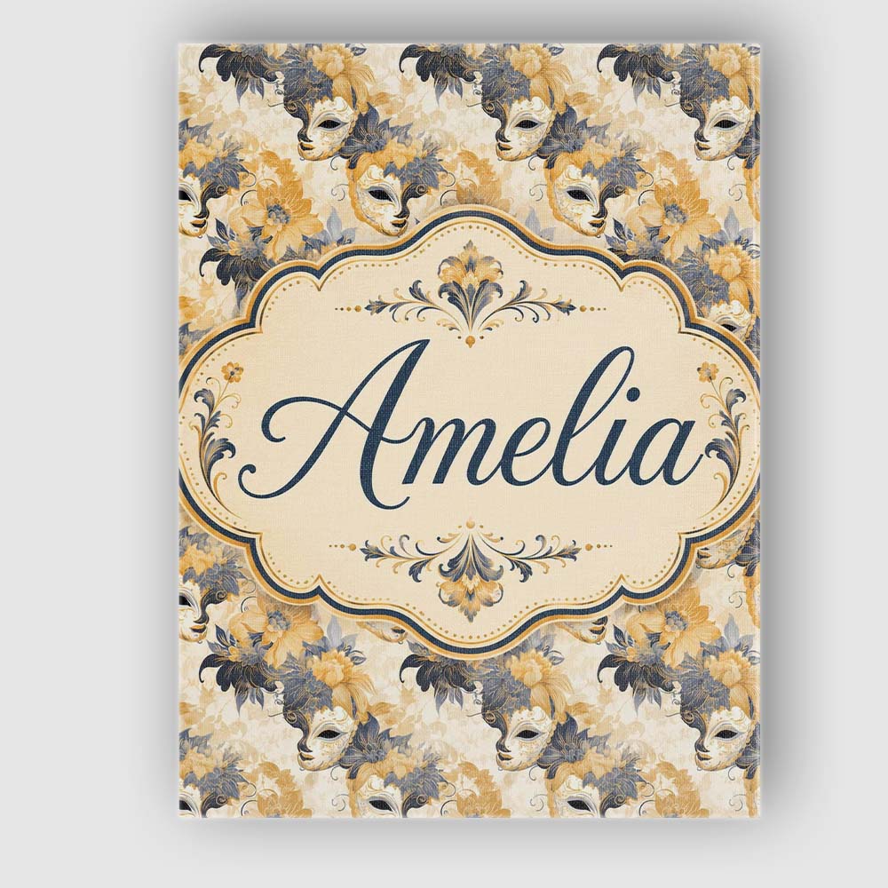 Personalised Name Soft Blue and Gold Floral Custom  Bespoke Interior Contemporary Canvas Wall Art Print Decor Picture Ready to Hang
