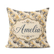 Custom Name Soft Blue and Gold Floral Mask with Elegant Seamless Square Filled Cushion Throw Pillow Sofa Bed Home Decor Zip Washable UK Made
