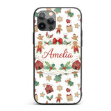 Gingerbread Christmas Cookie Pattern Cute Holiday Custom Name Protective Phone Case Mobile Cover Durable Everyday Smartphone Shock Resistant