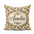 Custom Name Classic Black and Gold Mask Pattern Swirling Details Square Filled Cushion Throw Pillow Sofa Bed Home Decor Zip Washable UK Made