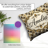 Custom Name Classic Black and Gold Mask Pattern Swirling Details Square Filled Cushion Throw Pillow Sofa Bed Home Decor Zip Washable UK Made