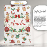 Gingerbread Christmas Cookie Pattern Cute Holiday Seamless Design  Personalised Custom Name Super Soft Fleece Blanket Bed Sofa Throw