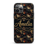 Colourful Carnival Masks with Feathers and Floral Custom Name Protective Phone Case Mobile Cover Durable Everyday Smartphone Shock Resistant
