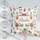 Custom Name Gingerbread Christmas Cookie Pattern Seamless Design Square Filled Cushion Throw Pillow Sofa Bed Home Decor Zip Washable UK Made