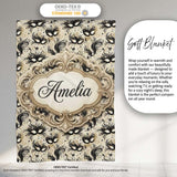 Elegant Feathered Masks with Vintage Script Background Seamless  Personalised Custom Name Super Soft Fleece Blanket Bed Sofa Throw