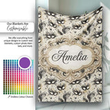 Elegant Feathered Masks with Vintage Script Background Seamless  Personalised Custom Name Super Soft Fleece Blanket Bed Sofa Throw