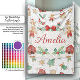 Gingerbread Christmas Cookie Pattern Cute Holiday Seamless Design  Personalised Custom Name Super Soft Fleece Blanket Bed Sofa Throw