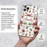 Gingerbread Christmas Cookie Pattern Cute Holiday Custom Name Protective Phone Case Mobile Cover Durable Everyday Smartphone Shock Resistant