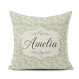 Custom Name Delicate Green Botanical Branches with White Berries Square Filled Cushion Throw Pillow Sofa Bed Home Decor Zip Washable UK Made