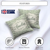 Custom Name Delicate Green Botanical Branches with White Berries Square Filled Cushion Throw Pillow Sofa Bed Home Decor Zip Washable UK Made