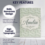 Personalised Name Delicate Green Botanical Custom  Unique Gift Idea Elegant Feature Canvas Wall Art Print Decor Picture Ready to Hang
