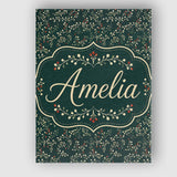 Personalised Name Festive Holly Berry Custom Modern Room Accent Creative Decorator Style Canvas Wall Art Print Decor Picture Ready to Hang