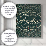 Personalised Name Festive Holly Berry Custom Modern Room Accent Creative Decorator Style Canvas Wall Art Print Decor Picture Ready to Hang