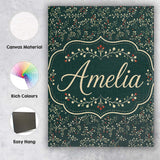 Personalised Name Festive Holly Berry Custom Modern Room Accent Creative Decorator Style Canvas Wall Art Print Decor Picture Ready to Hang