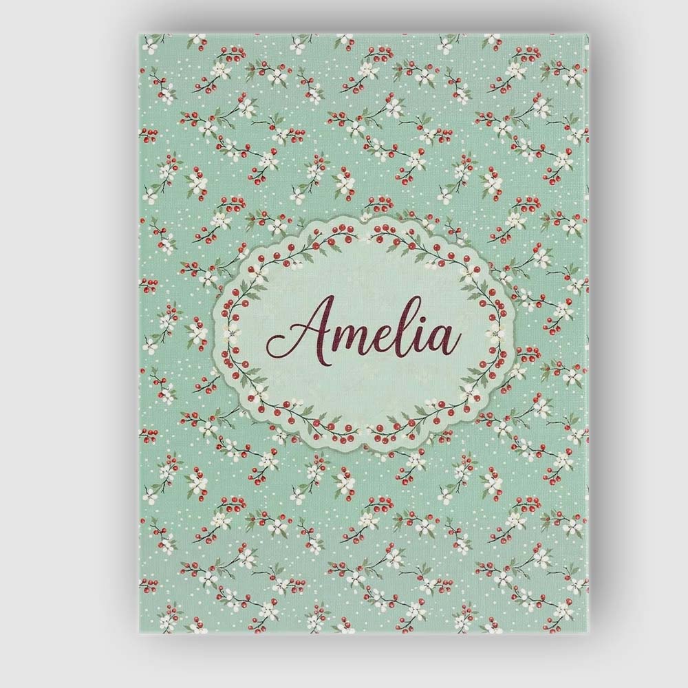 Personalised Name Light Blue Floral and Custom  Modern Room Accent Elegant Feature Canvas Wall Art Print Decor Picture Ready to Hang