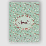 Personalised Name Light Blue Floral and Custom  Modern Room Accent Elegant Feature Canvas Wall Art Print Decor Picture Ready to Hang