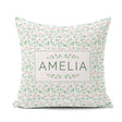 Custom Name Watercolor Green Leaves and Berry Seamless Botanical Square Filled Cushion Throw Pillow Sofa Bed Home Decor Zip Washable UK Made