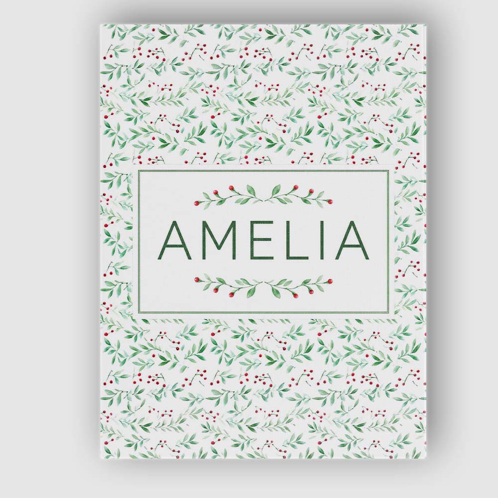 Personalised Name Watercolor Green Leaves Custom  Unique Gift Idea Elegant Feature Canvas Wall Art Print Decor Picture Ready to Hang