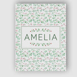 Personalised Name Watercolor Green Leaves Custom  Unique Gift Idea Elegant Feature Canvas Wall Art Print Decor Picture Ready to Hang