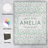 Personalised Name Watercolor Green Leaves Custom  Unique Gift Idea Elegant Feature Canvas Wall Art Print Decor Picture Ready to Hang