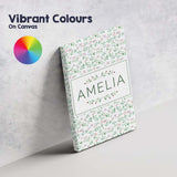 Personalised Name Watercolor Green Leaves Custom  Unique Gift Idea Elegant Feature Canvas Wall Art Print Decor Picture Ready to Hang