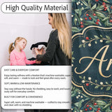 Vintage Dark Botanical Holly Leaves and Red Berries Dense Seamless  Personalised Custom Name Super Soft Fleece Blanket Bed Sofa Throw