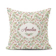 Custom Name Soft Watercolor Foliage and Red Berry Sprigs Pattern Square Filled Cushion Throw Pillow Sofa Bed Home Decor Zip Washable UK Made