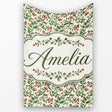 Delicate Green Leaves and Red Berries Minimal Botanical Seamless  Personalised Custom Name Super Soft Fleece Blanket Bed Sofa Throw